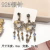 Fresh silver needle, trend long earrings, zirconium, silver 925 sample, Japanese and Korean, diamond encrusted