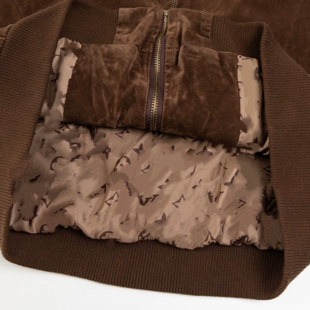 Autumn suede leather baseball uniform, jacket, with embroidery