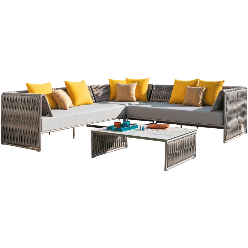 Sofá de ratán para exteriores, para villa, patio, balcón, sala de estar, hotel, muebles de ratán de diseño moderno y sencillo para exteriores