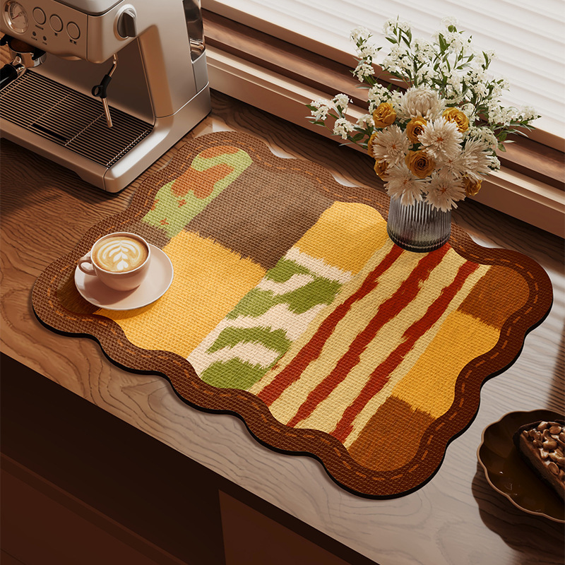 Cocina retro cojín de drenaje cojín antideslizante mesa de comedor cojín de aislamiento térmico resistente al desgaste cojín de barro de diatomas de absorción de agua de secado rápido