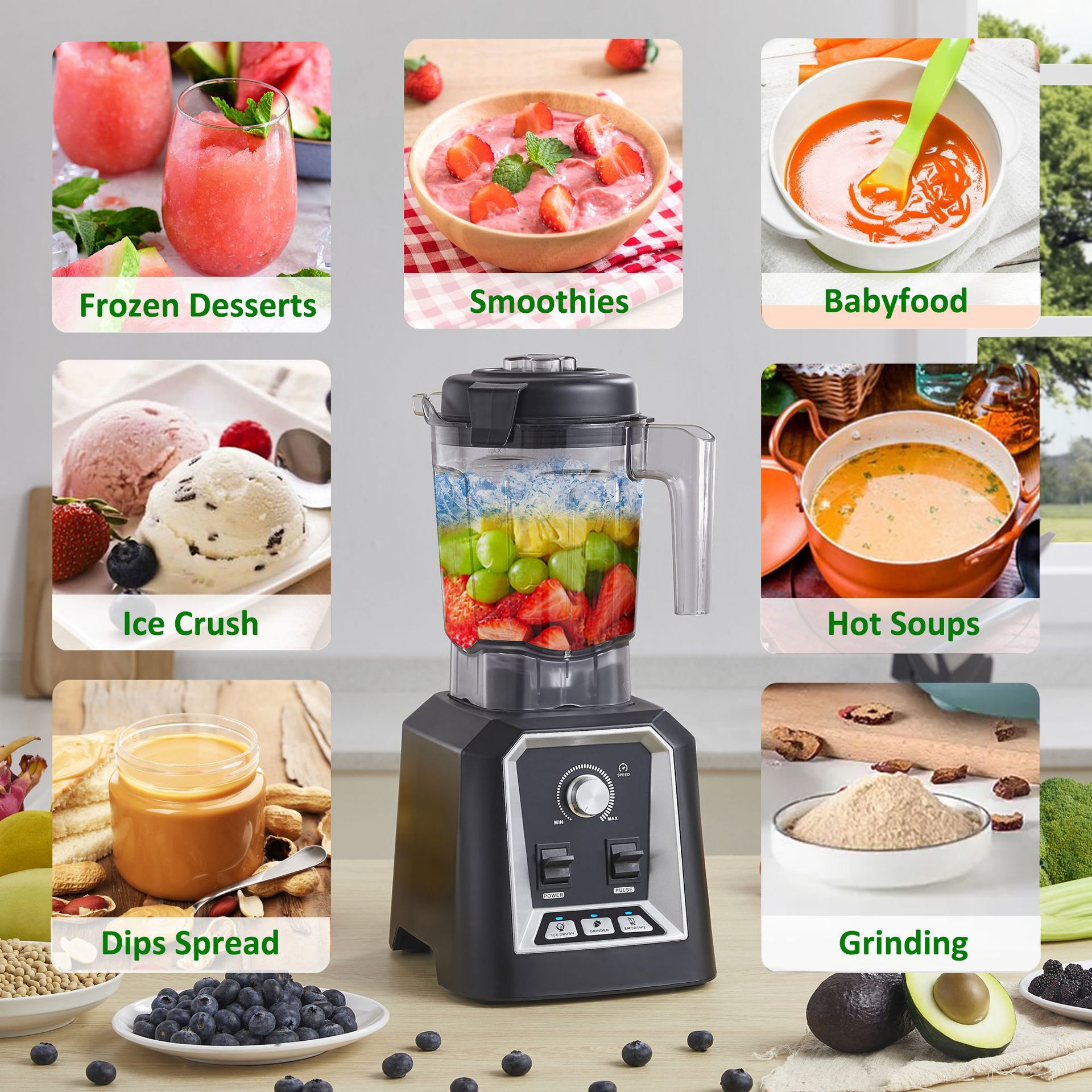 Mezcladora inteligente de comercio exterior transfronterizo gran capacidad alta potencia alta velocidad rompe paredes máquina de jugo máquina de cocina Blender
