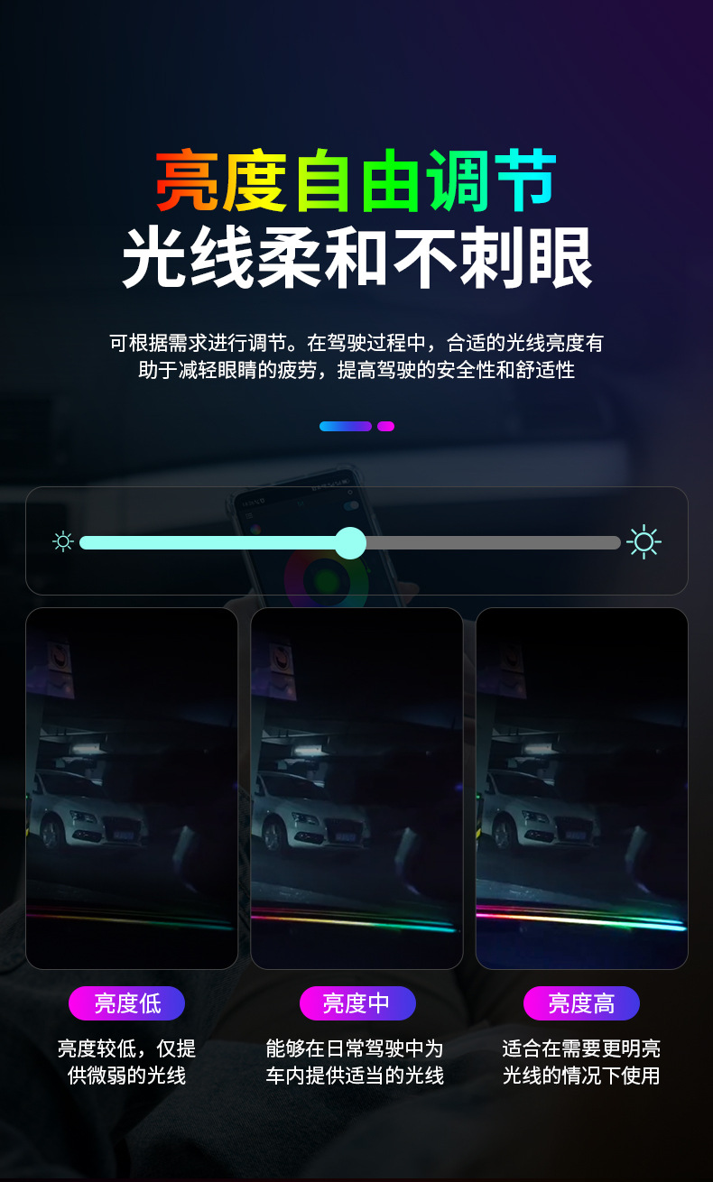 Cross-Border Popular Car Led Dashboard Silicone Ambient Light, Central Control Colorful Decorative Light, USB Front Windshield Light, No-Disassembly Required