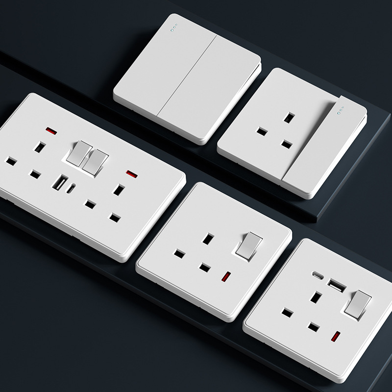 Hong Kong and Macao Version British 13A Socket with Typec+Usb Fast Charging British Square Foot Socket Electric Lamp Panel Type 86 Hong Kong and Macao Version British 13A Socket with Typec+Usb Fast Charging British Square Foot Socket Electric Lamp Panel Type 86