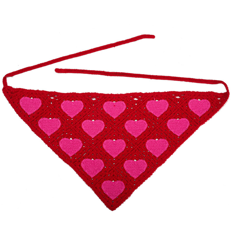 Francia cereza toallas triangulares mujeres primavera y otoño viajes padres-hijos gancho de punto flores hueco pañuelo de arte correa de pelo gorro