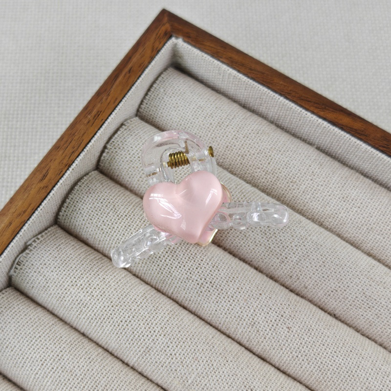 4.5cm light pink heart-shaped bangs clip