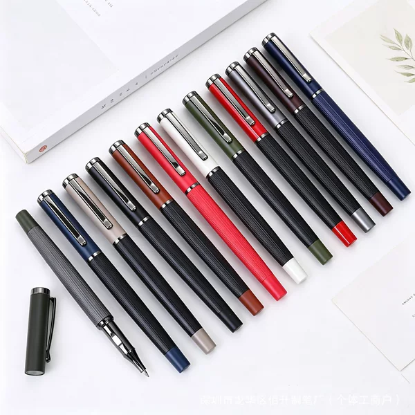 Business Office Morandi Signature Pen New Color-Block Metal Signature Pen with Printed Logo Gift Gel Pen Wholesale