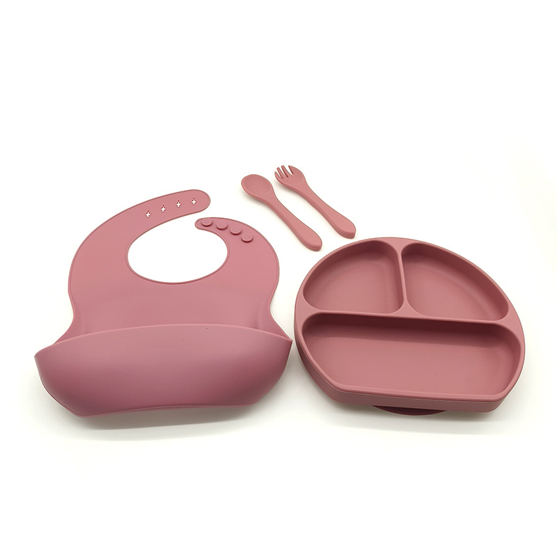 Complemento alimenticio transfronterizo para niños, plato de silicona, plato de suplemento alimenticio para bebés, plato de comida sonriente de seis piezas, vajilla para alimentación maternoinfantil al por mayor