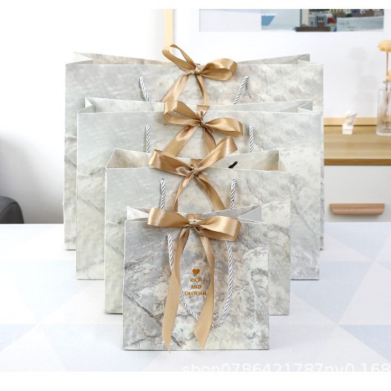 Cross-Border Manufacturers Wholesale In-Stock Marble-Patterned Handbags, Clothing Bags, Gift Bags, and Takeaway Paper Bags