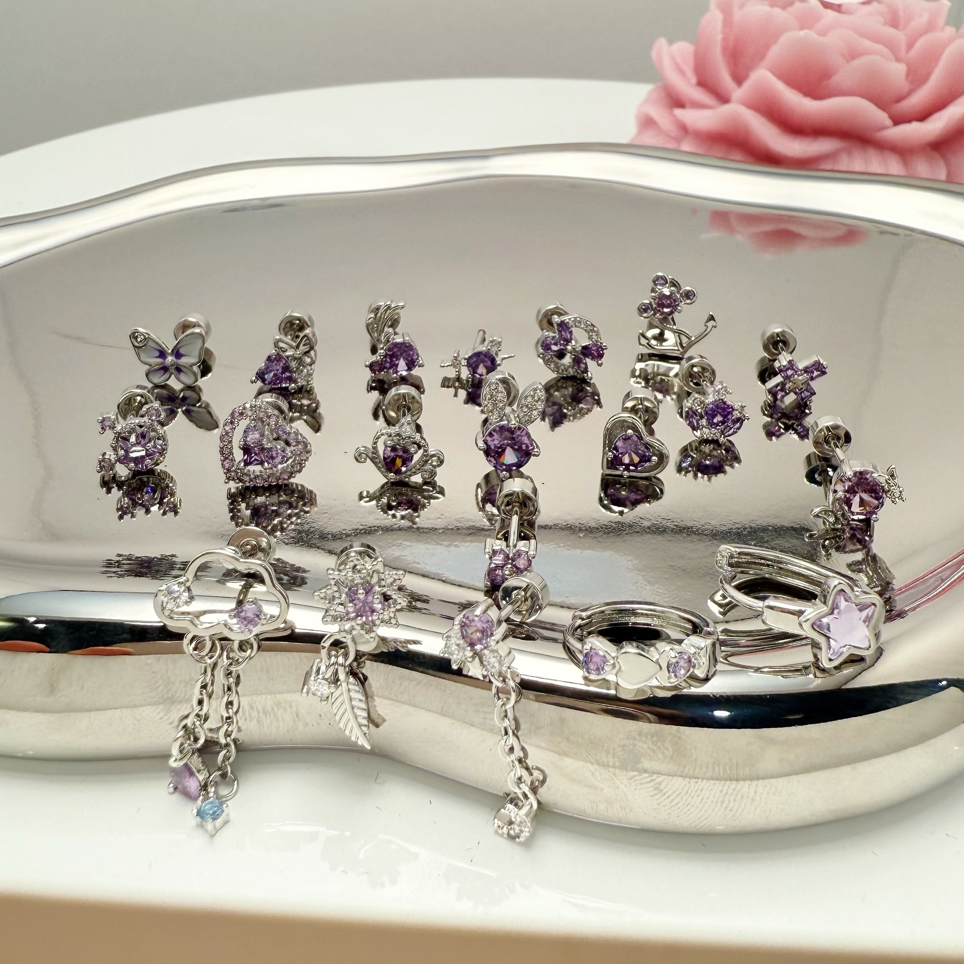 Women's Gender 1 Piece Elegant Cross Heart Shape Plating Copper Zircon Earrings