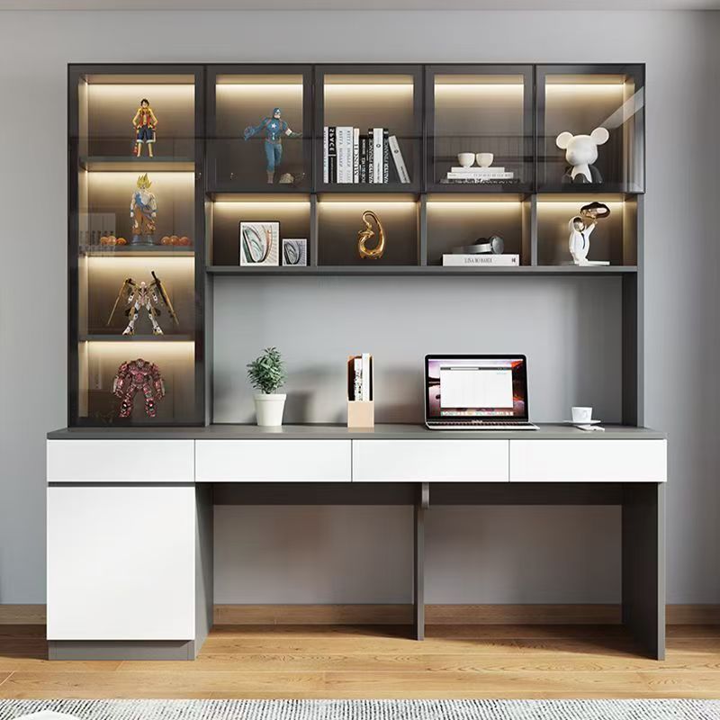 Solid Wood Children's Desk, Student Desk, Double Desk, Bookshelf, Integrated Writing Desk, Computer Desk, Wall-Mounted Bedroom Desk