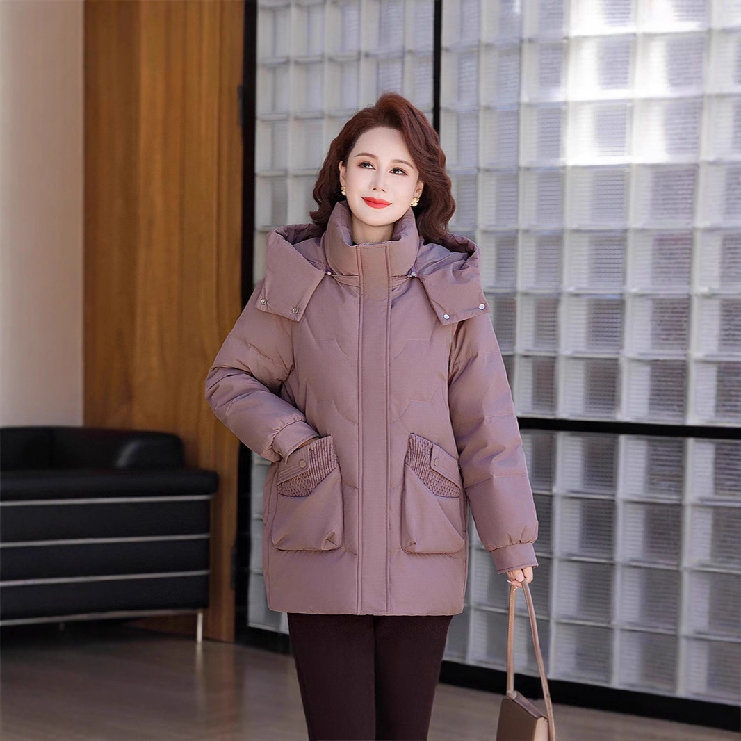 Brand Winter Cold-Proof down Jacket for Women, Mid-Length, Middle-Aged Mother, Thickeneded and Warm, Casual Hooded White Duck down Jacket
