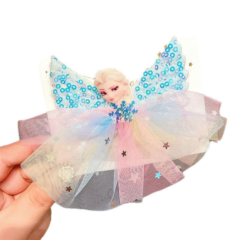 Nuevos niños esquinillas princesa Aisha pinzas de pelo niñas tarjetas de pelo de nieve estudiantes ángel alas de malla de cabello cabello cabello