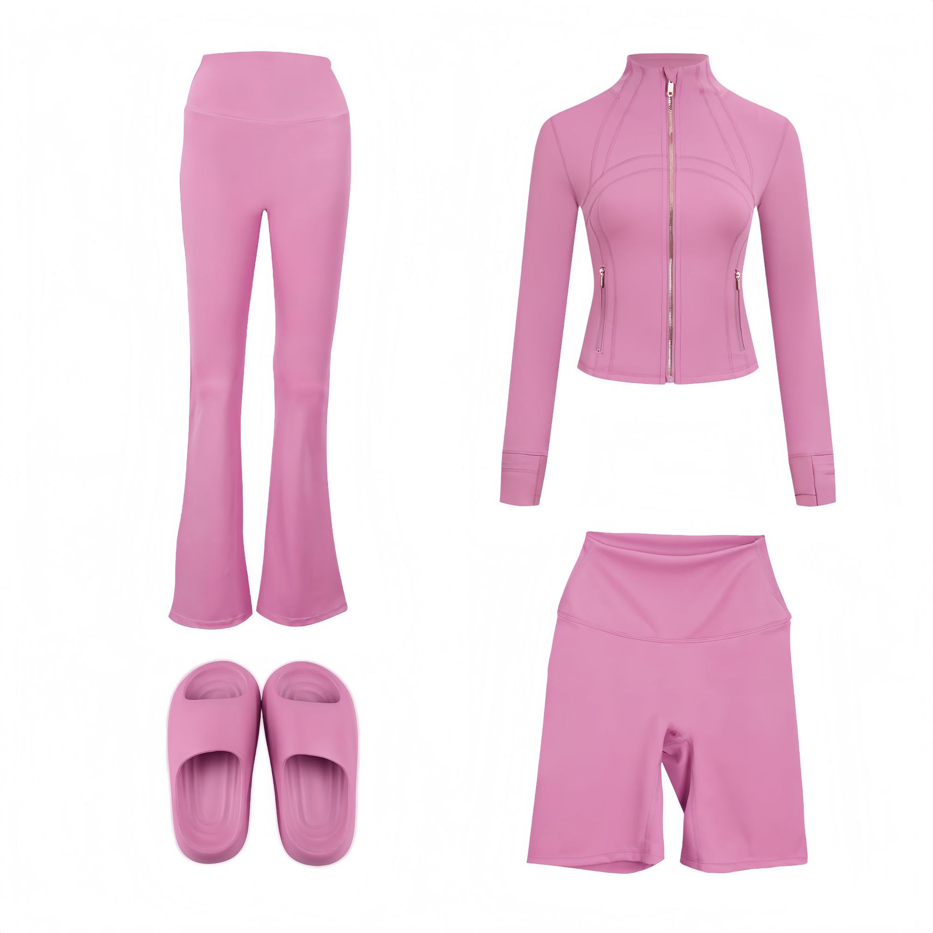 Women's 4-piece Activewear Set With Jacket, Pants, Shorts & Slides_voghion.com