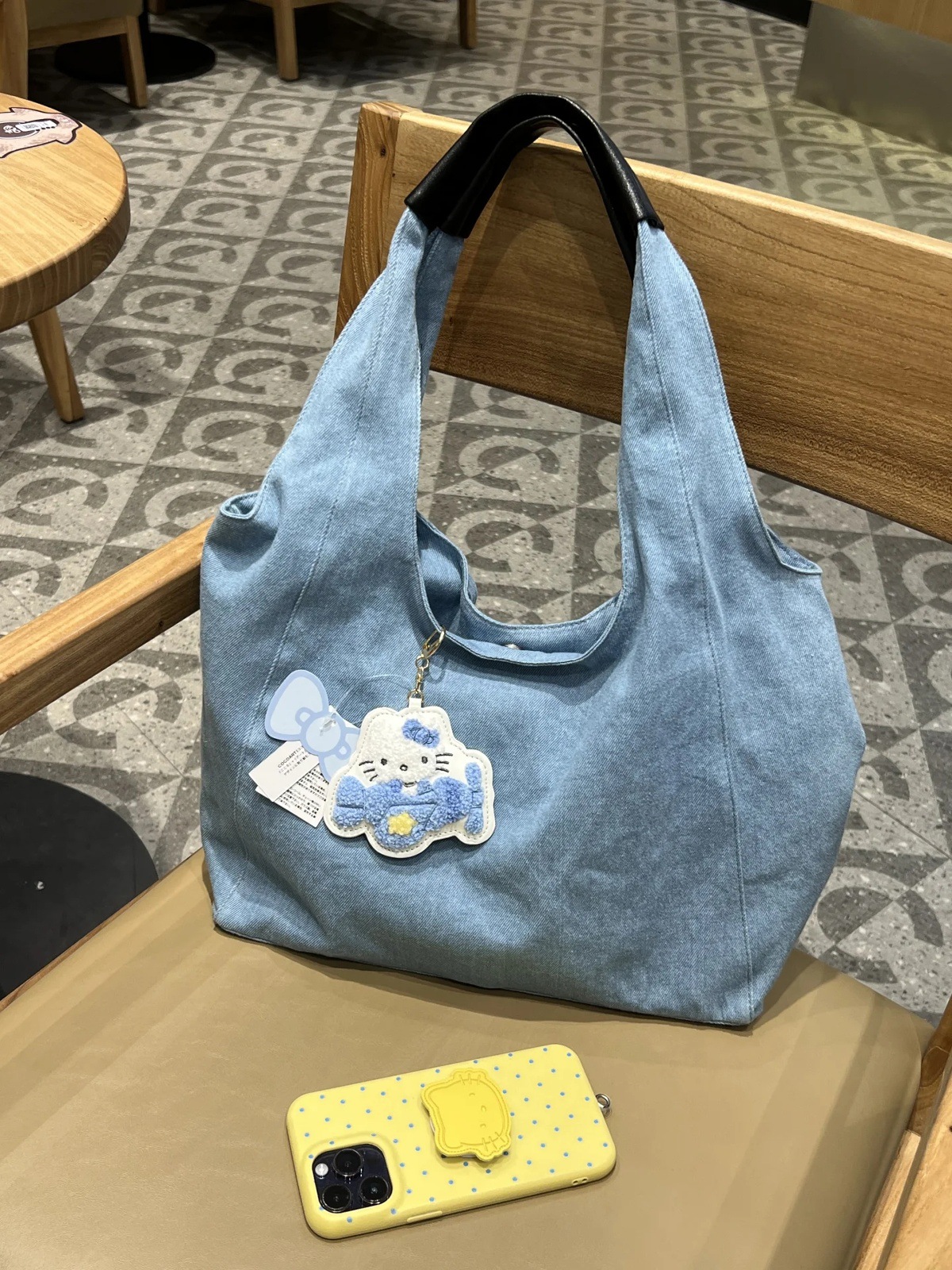 Korean Style Lazy Chic Denim Canvas Bag For Women 2025 New Large Capacity Tote Bag Academic Style Commuter School Bag - Thumbnail 6