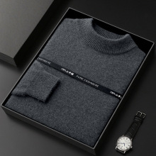 秋冬加厚纯羊绒100%山羊绒衫男半高领套头毛衣休闲纯色针织打底衫