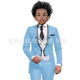 亚马逊速卖通新款跨境男孩西装礼服三件套婚礼西服派对小西装套装