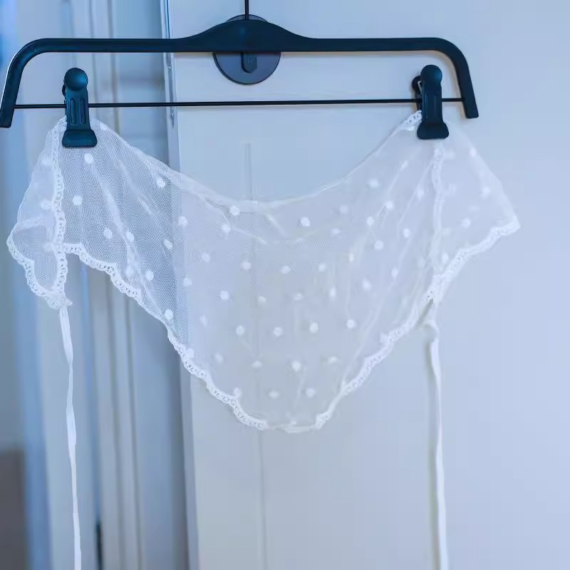 Lace triangle scarf-polka dots