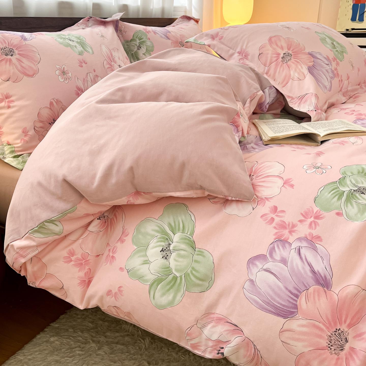 Algodón grueso de cuatro piezas, sábanas de algodón lavado con agua, dormitorios de estudiantes, tres piezas