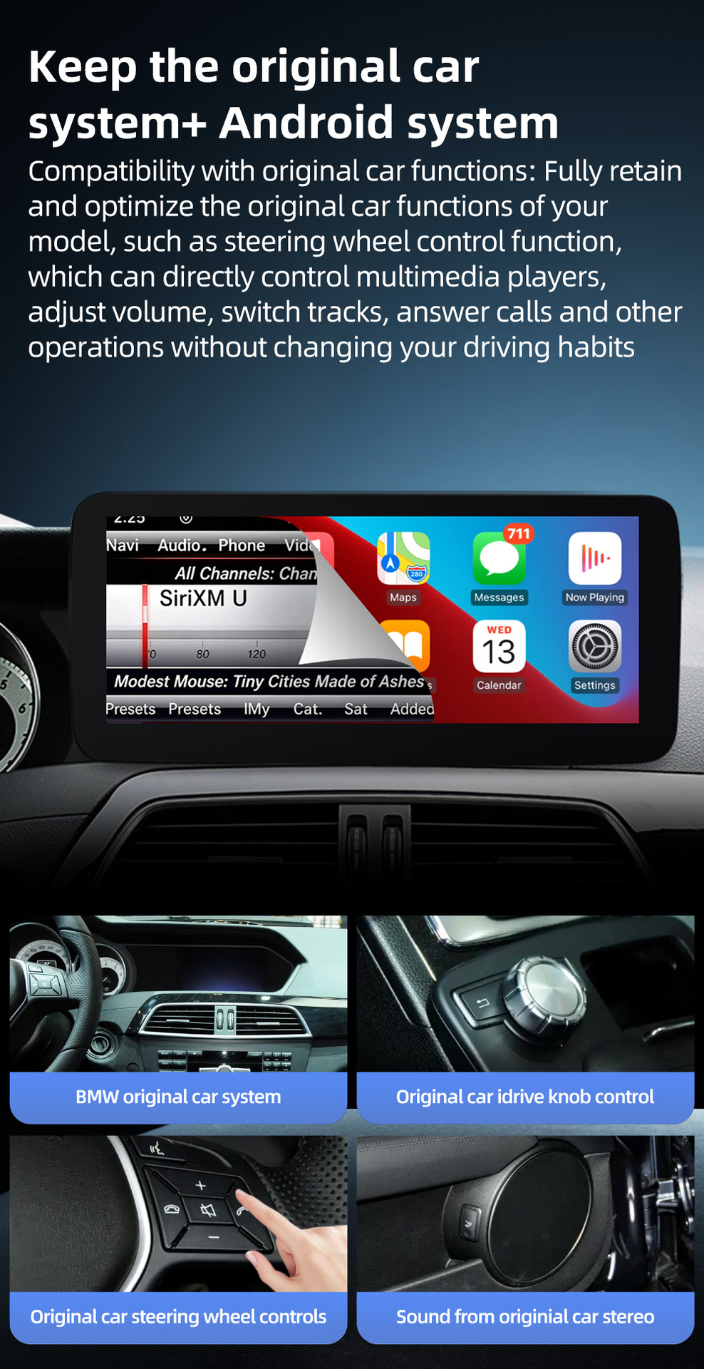 Original Car Style Android Central Control Large Screen Suitable for Mercedes-Benz C-Class W204 S204 2011-2015 Car Navigation Touch Screen