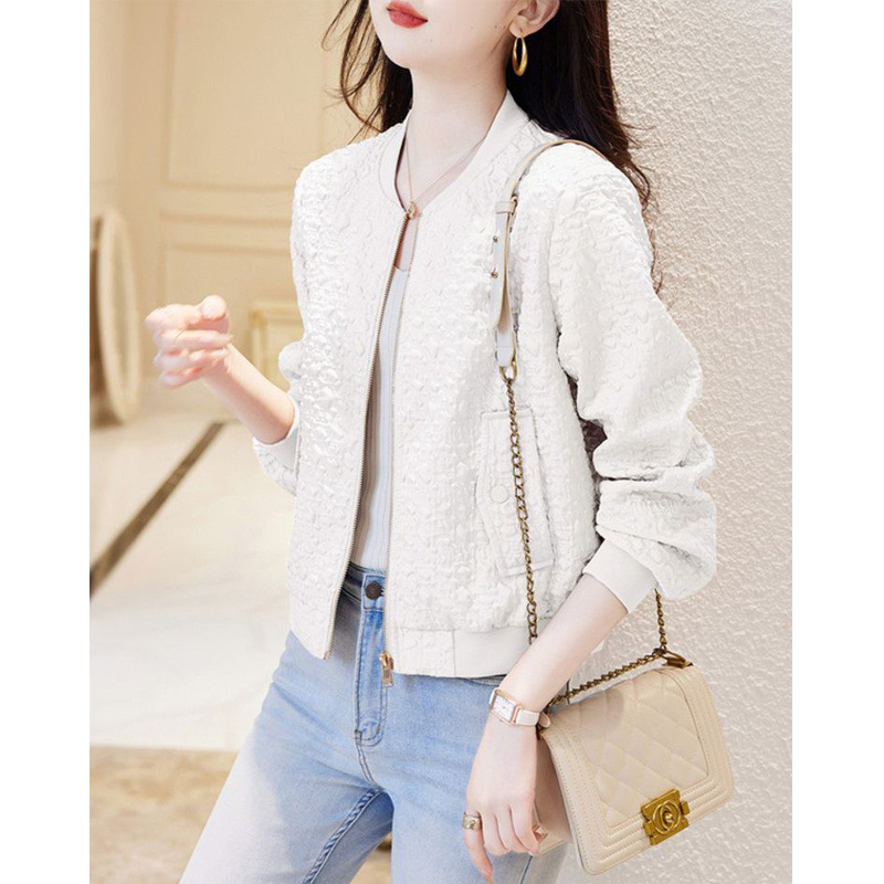 2025 Spring and Autumn New Small Flavor Style Textured Jacket Cardigan Top Baseball Suit Casual Jacket Women's Short Style Slim