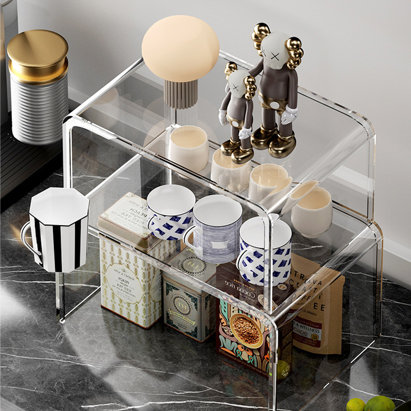 Simple Table Rack Living Room Coffee Table Desktop Tea Cup Storage Multi-Layer Storage Rack Stackable Storage Rack Desktop Storage