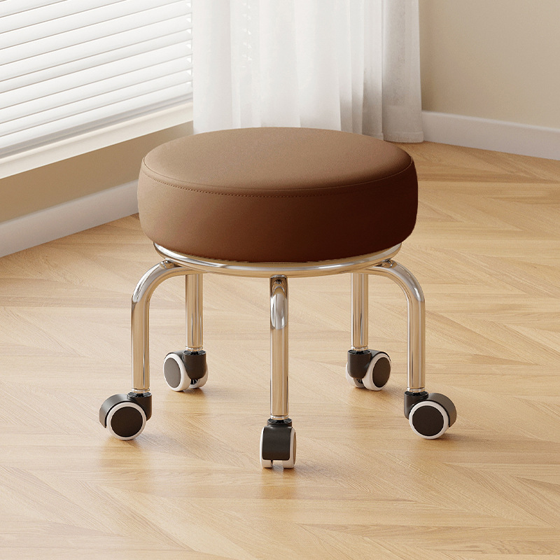Polia doméstica taburete bajo rueda universal pequeño taburete silencioso rotativo taburete redondo móvil con artefacto moderno y simple