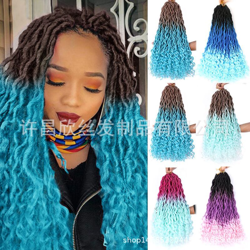 Foreign trade European and American non-crochet hair extension Goddess faux locs Chemical Fiber color wig