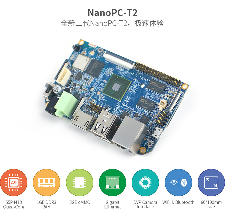 [NanoPC-T2开发板]S5P4418四核A9卡片电脑Ubuntu安卓5.1,WiFi蓝牙