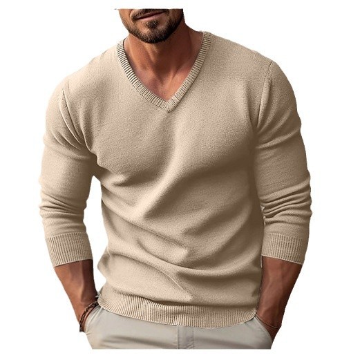 2024 neuer Herbst- und Winterpullover mit V-Ausschnitt und schmaler Passform, langärmelig, für Herren_voghion.com