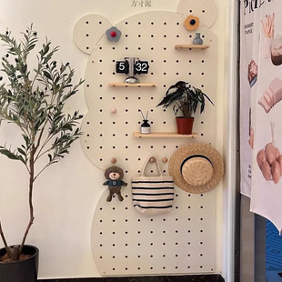 Internet Celebrant New Red Panda Head Solid Wood Hole Board Storage Rack Children's Room Plant Hanger Storage Bedroom