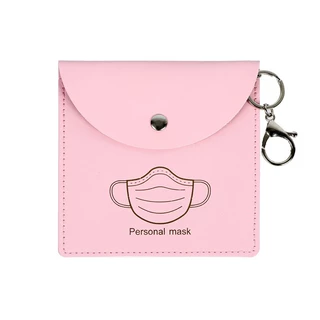 PU口罩包按扣收纳袋 便携纸巾收纳包袋Pu mask package跨境专供