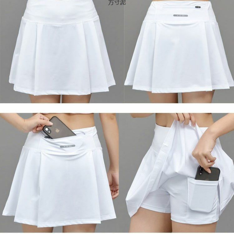 Square Dance Sports Short Skirt Badminton Tennis Skirt Women's Anti-Exposure Pants Yoga Running Half-Length Pleated Golf Skirt