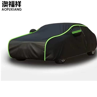 Single-Layer Car Cover, Car clothing - left-chain-black-and-green-strips