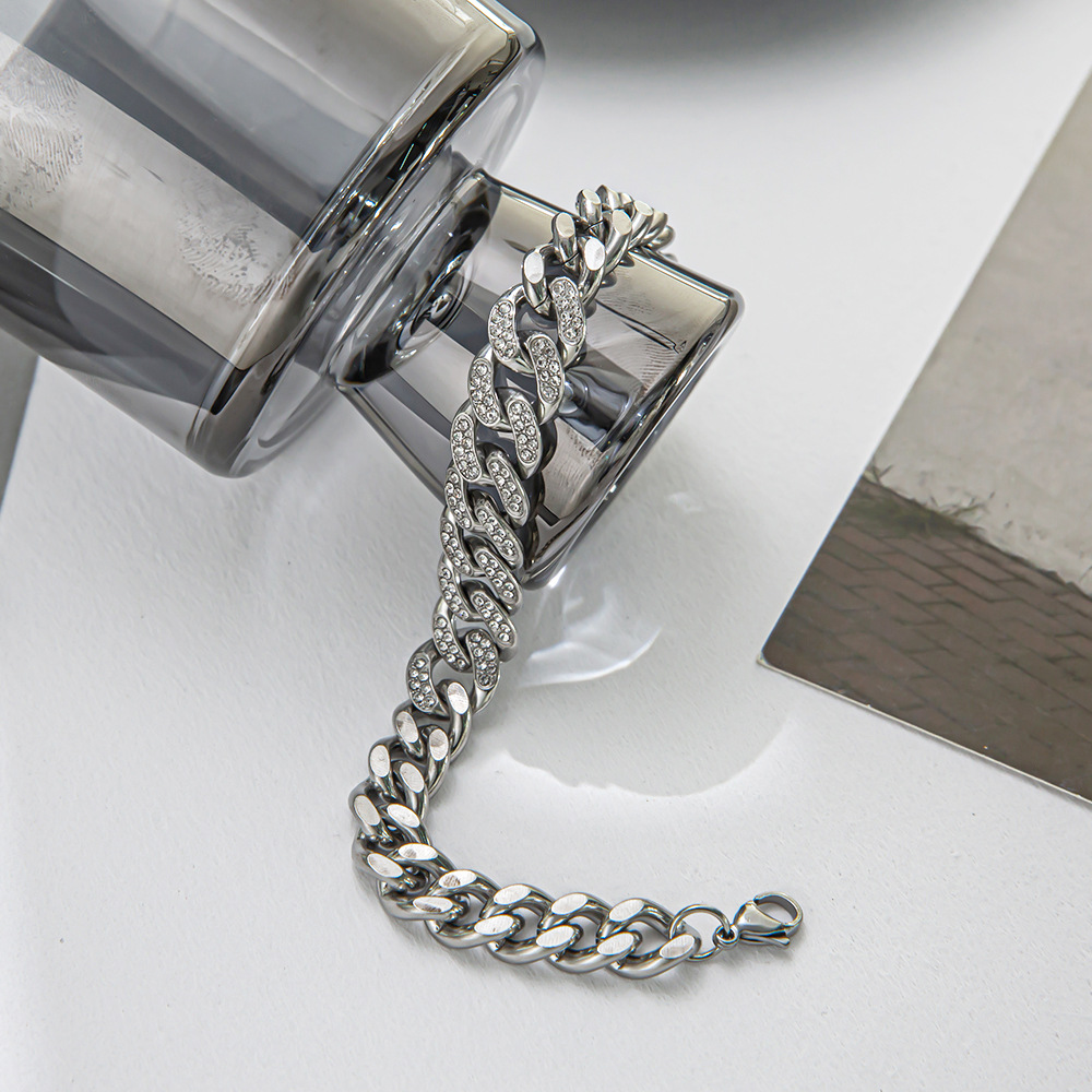 Fashion Geometric Titanium Steel Plating Artificial Rhinestones Bracelets 1 Piece