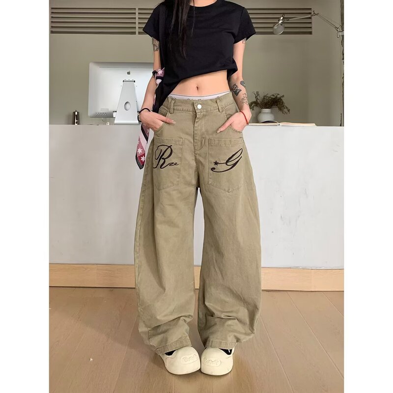 American Retro High Street Black Overalls Women's Spring and Autumn High Waist Loose Design Sense Slimming Casual Denim Trendy Pants American Retro High Street Black Overalls Women's Spring and Autumn High Waist Loose Design Sense Slimming Casual Denim Trendy Pants
