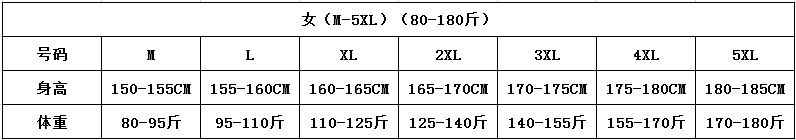 女(M-5XL)(80-180斤)