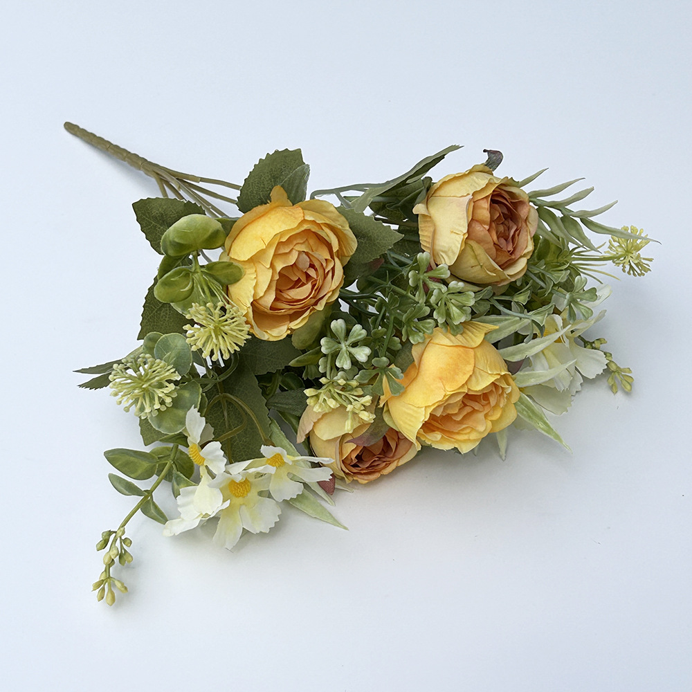 hand held artificial flowers peony buds artificial bouquets artificial green plants artificial flowers home plastic decorative ornaments_voghion.com