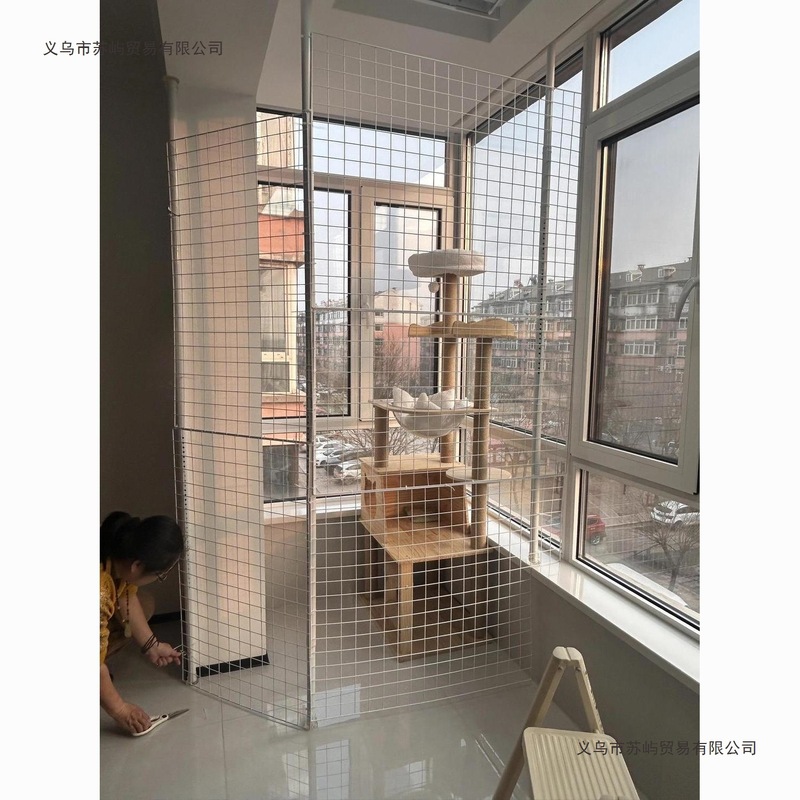 猫咪家用特大号超大自由空间阳台围栏防护网猫封窗猫笼|undefined