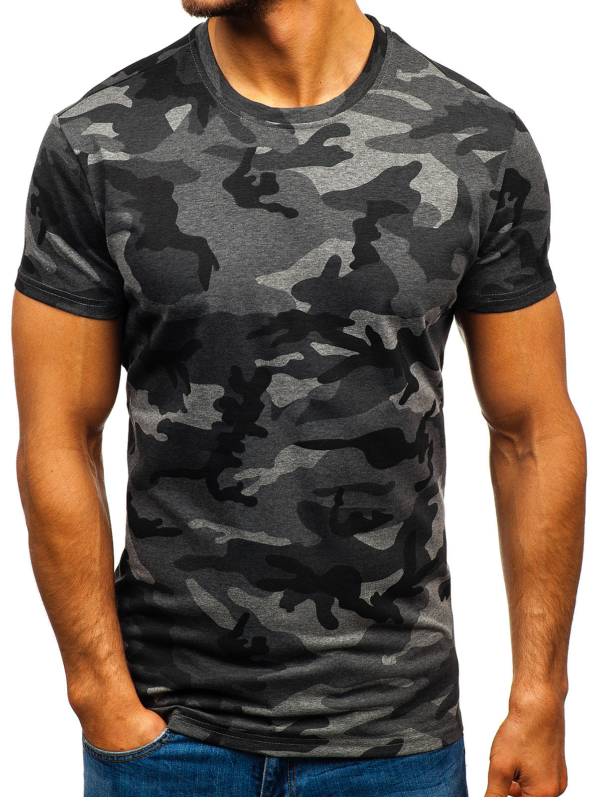 Summer men's short sleeved T-shirt digital printed camouflage round neck casual short sleeved T-shirt_voghion.com