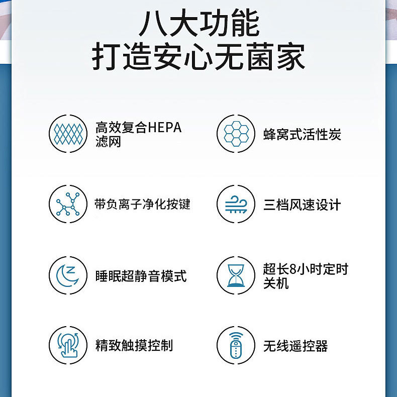 Purificador de aire anión hogar interior inteligente eliminación de formaldehído humo aire fresco purificador de comercio exterior regalo