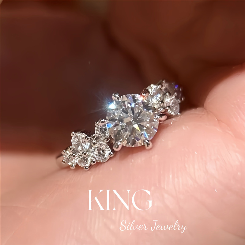 柏林情书钻戒 | S925银镀金莫桑钻时尚轻奢婚礼婚戒气质纯银戒指