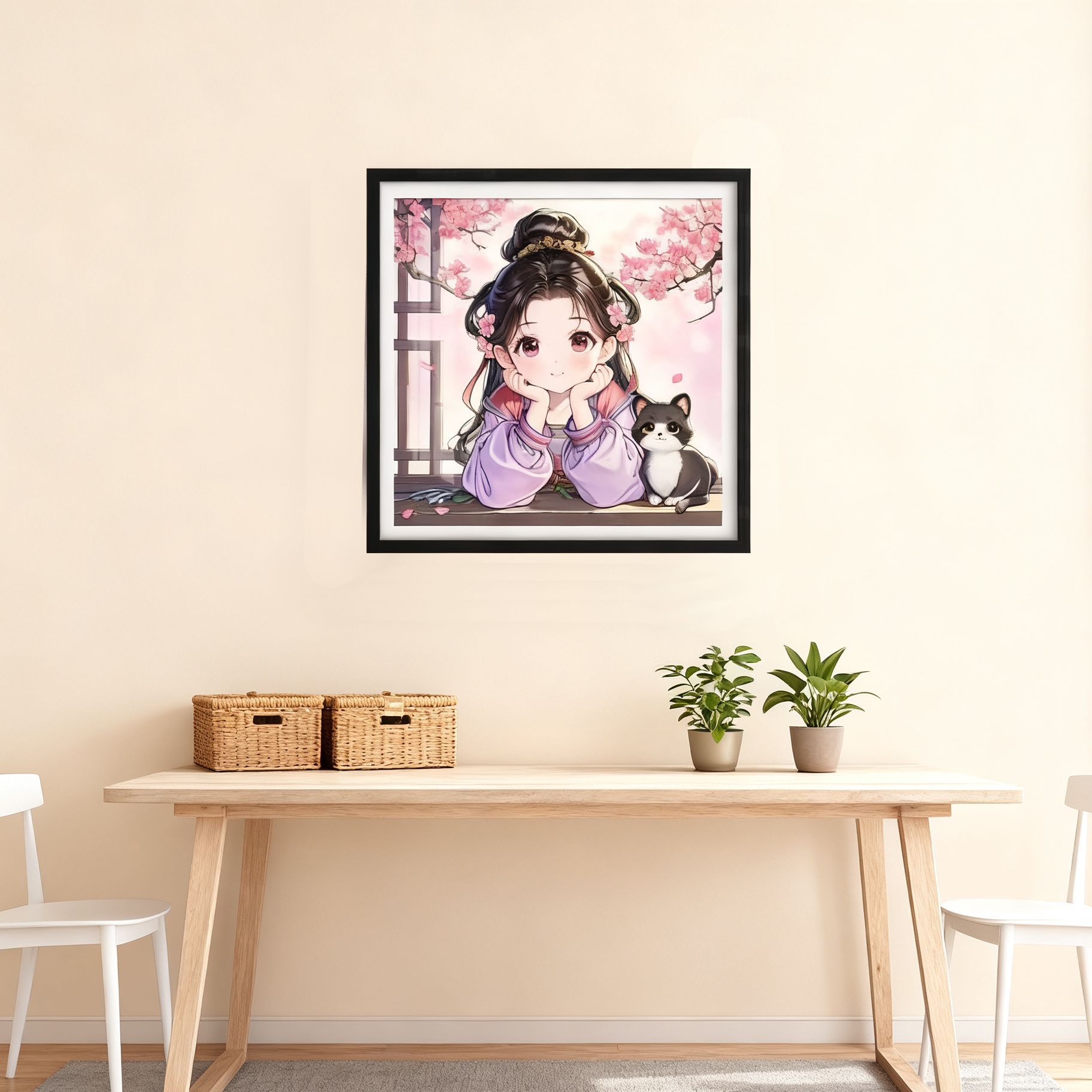 [Algodón importado] Mona Lisa real bordado cruzado gatito chica lindo decoración de dibujos animados modernos bordado a mano image 1