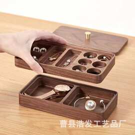 新款木质首饰盒双层珠宝饰品耳钉收纳盒分格梳妆台手镯项链饰品盒