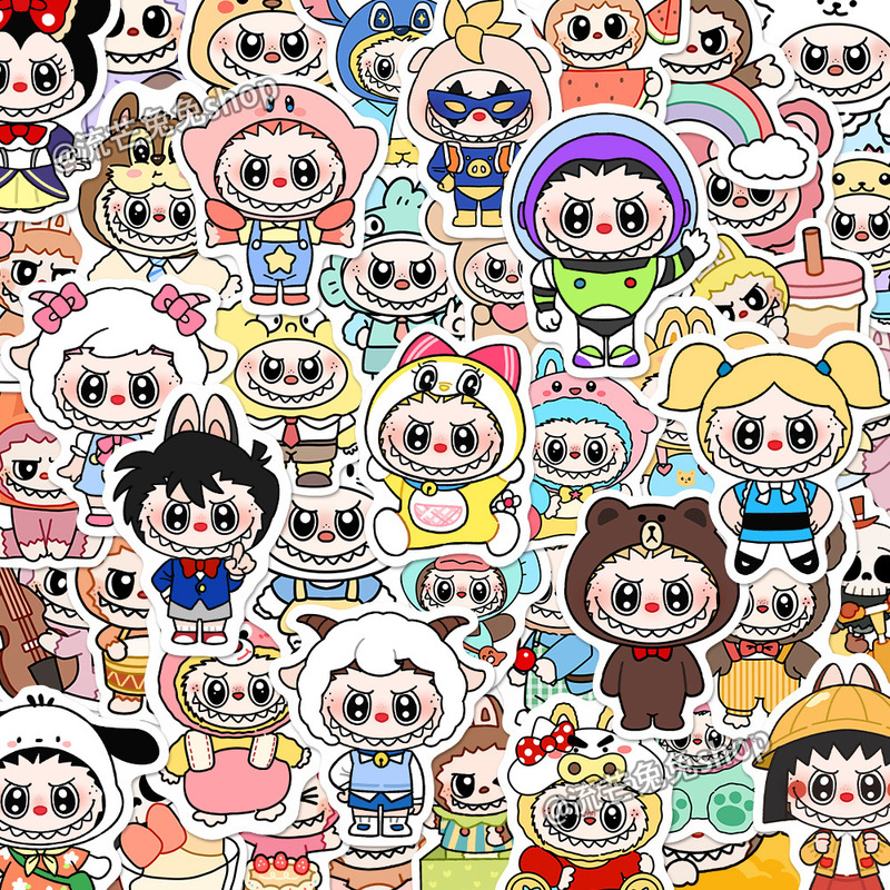 【オリジナル】ラブブステッカー170枚、パズルドレスアップステッカー、バブルマート周辺機器、携帯電話・パソコンステッカー|undefined