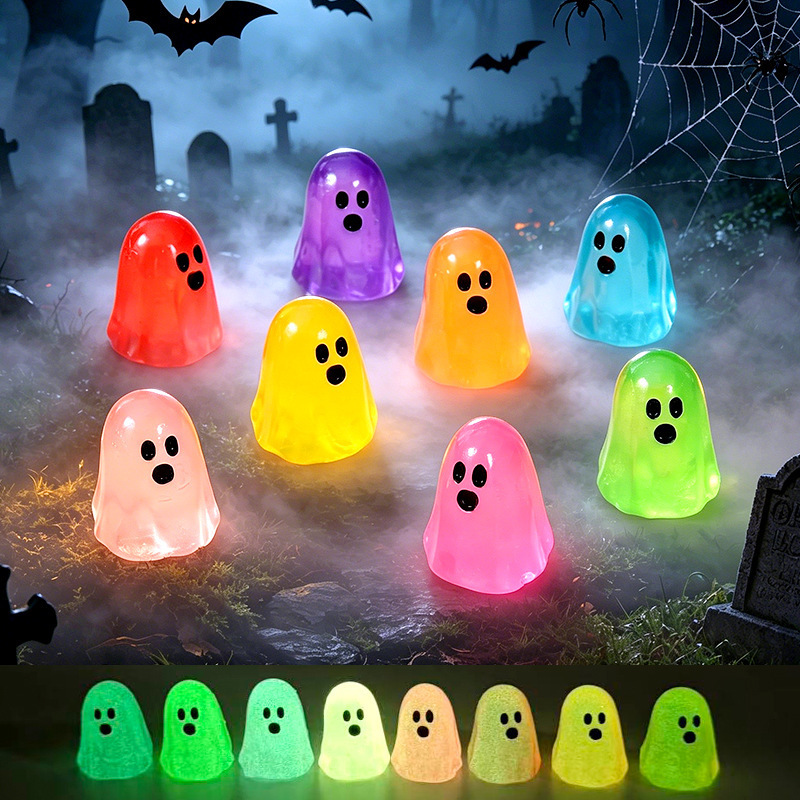 Halloween small ornaments, cross-border creative glow-in-the-dark little ghost cute pieces, DIY decorations, hanging accessories, mini micro-landscape