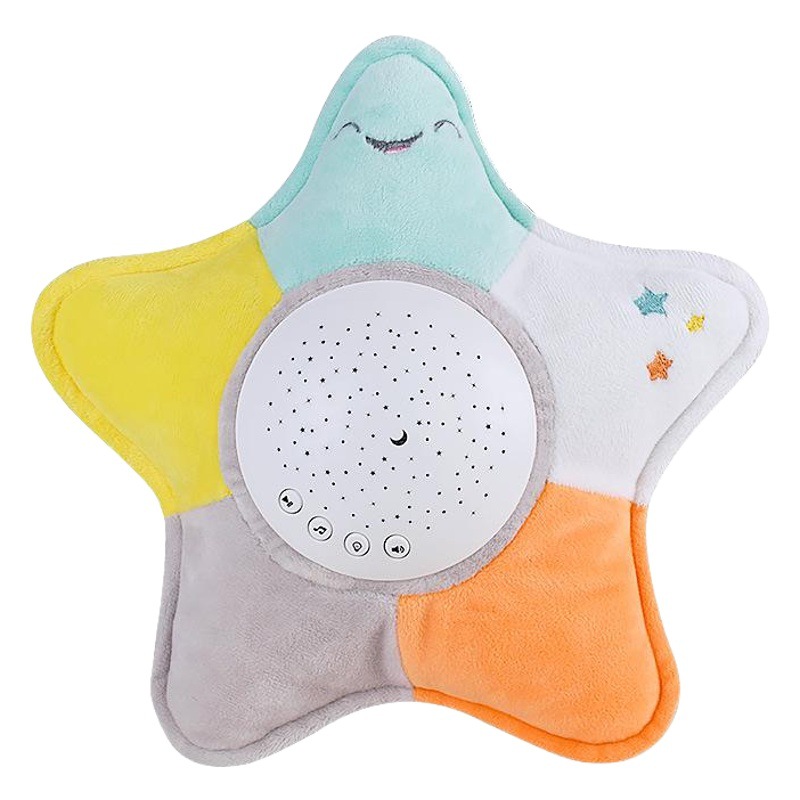 Transfronterizo caliente venta bebé dormir estrella de cinco puntas lámpara de proyección estrellada cielo infantil niños calmante música luminosa juguete de peluche