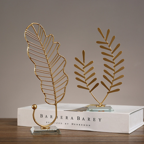 Nordic light luxury ginkgo leaf ornaments home entrance TV cabinet wine cabinet office desktop decoration leaf shape