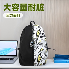 双肩包新款大容量耐脏学生双肩包潮流涂鸦书包高级感百搭学生背包