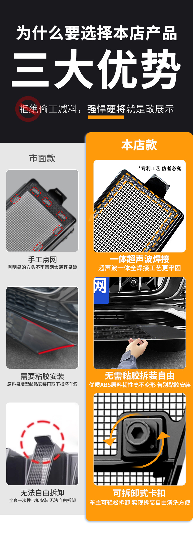 Suitable for Hongqi HS5, integrated welded car anti-insect net, front grille special modification decorative strip accessories