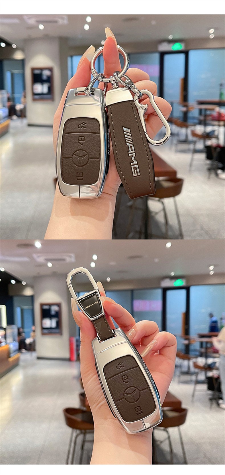 Suitable for Mercedes-Benz Amga35L Key Cover, High-End G63 Amg, New Model Gle53, C43 Car Metal Shell Key Case for Men